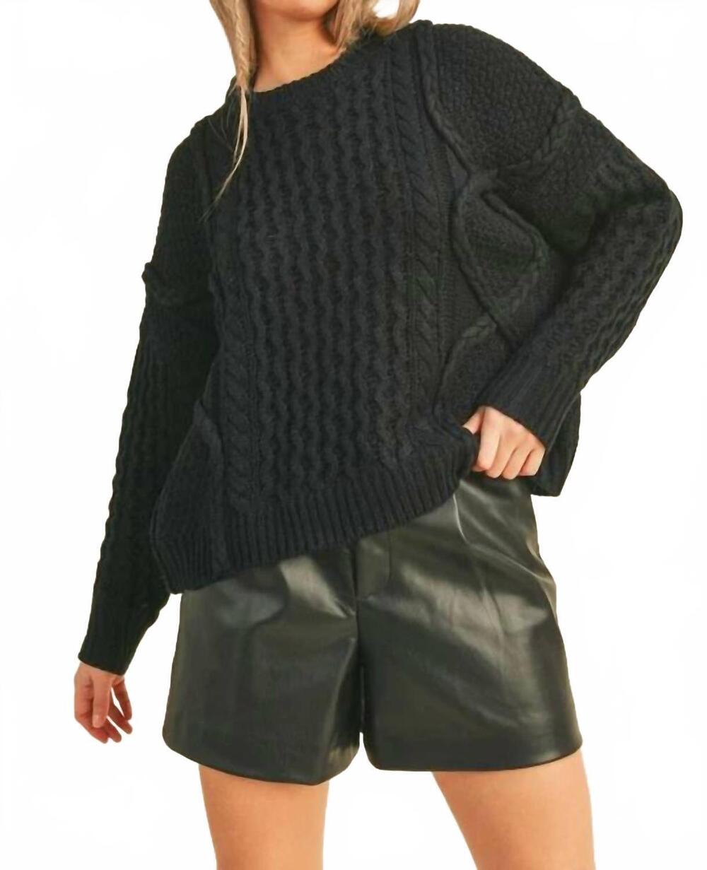 NEW &MERCI mixed braided cable knit sweater in black